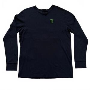 Monster Energy Thermal Shirt Waffle Knit Long Sleeve Embroidered Men's Size XL